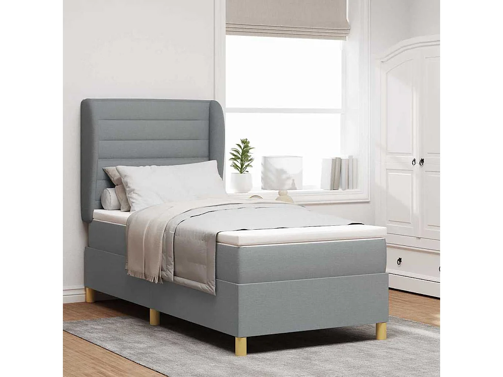 Cadre de lit avec matelas gris foncé 90x190 cm Gris clair