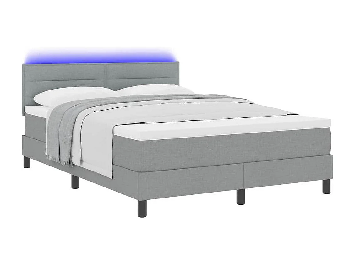 Cama tipo Box Spring con colchón Gris claro 140 x 200 cm tela