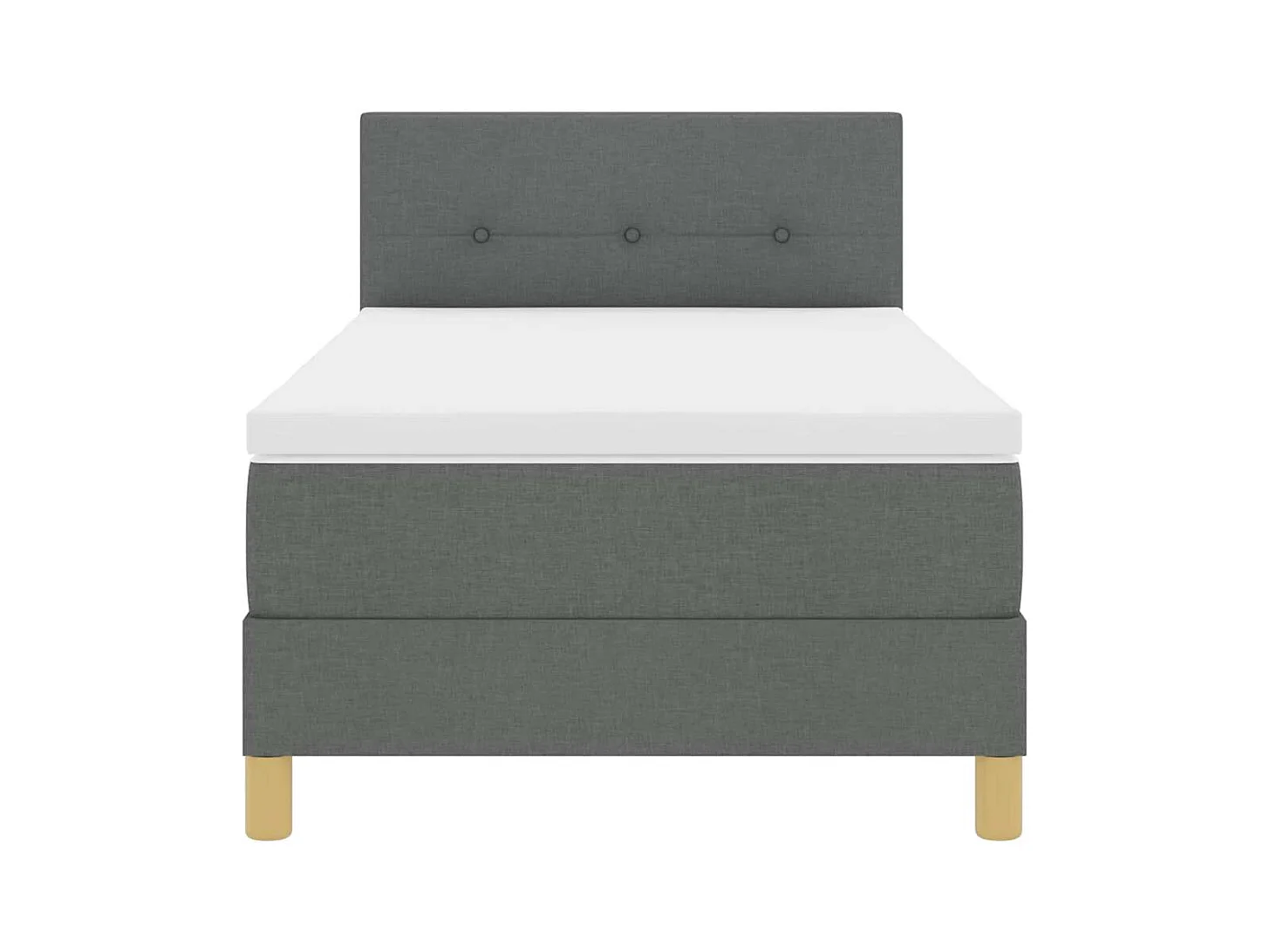 Cadre de lit avec matelas Gris foncé 90 x 200 cm tissu