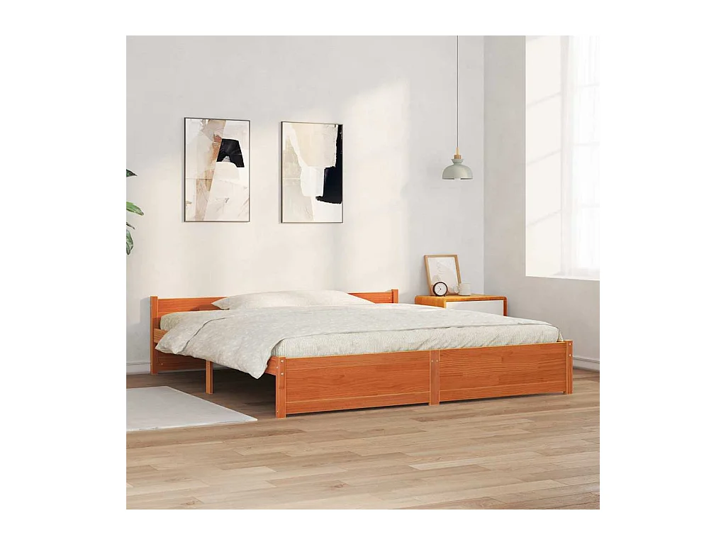 Estrutura da Cama com cabeceira Castanho-mel 180 x 200 cm