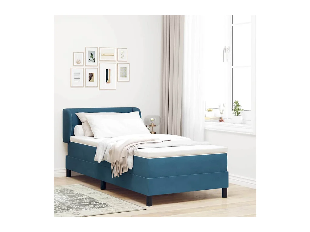 Cama Box Spring com Colchão Cinza Escuro 80x200 cm em Veludo