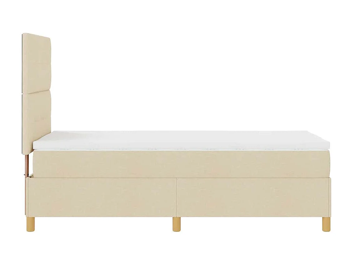Cama tipo Box Spring con colchón Crema 90 x 200 cm tela