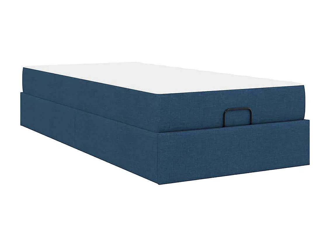 Cadre de lit avec matelas Bleu 100 x 200 cm tissu