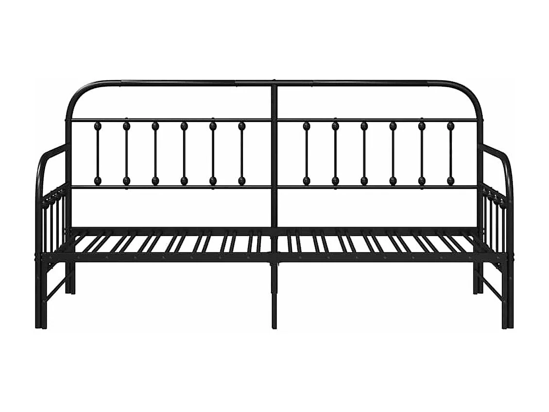 Estrutura de cama de dia com cabeceira Preto 75 x 190 cm Aço