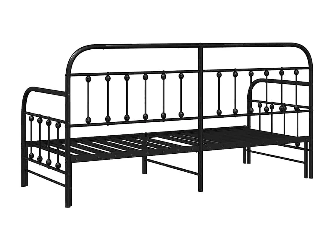 Estrutura de cama de dia com cabeceira Preto 75 x 190 cm Aço