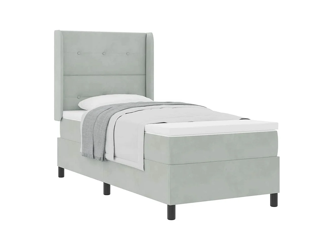 Cadre de lit avec tête de lit Gris clair 100 x 200 cm Velours