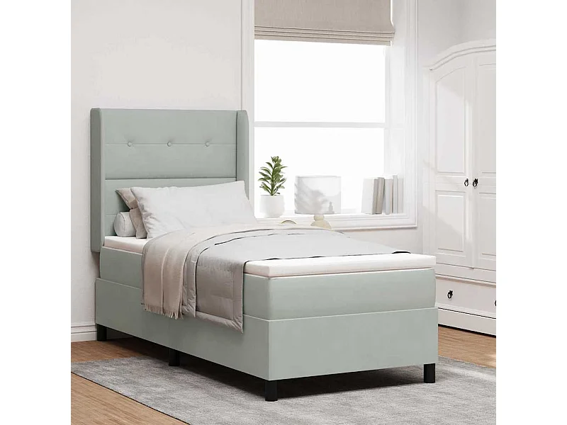 Cama tipo Box Spring Gris claro 100 x 200 cm Terciopelo