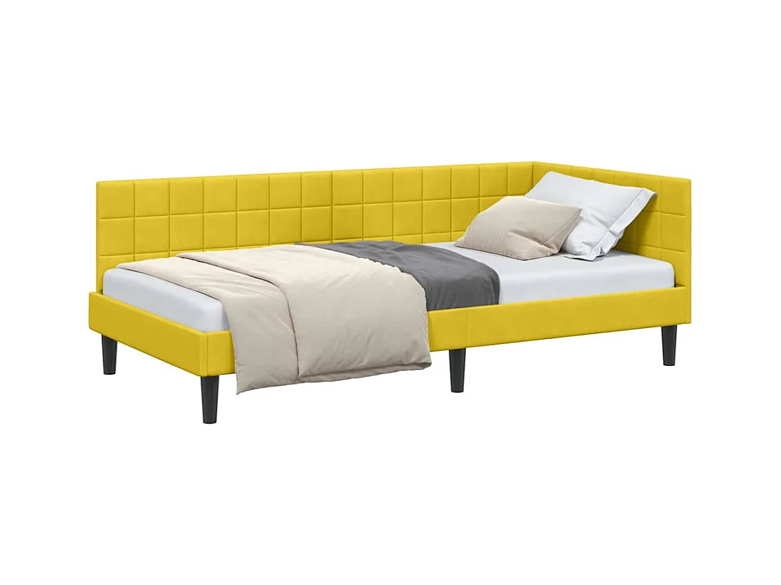 Cadre de lit d'angle Jaune 100 x 200 cm Velours