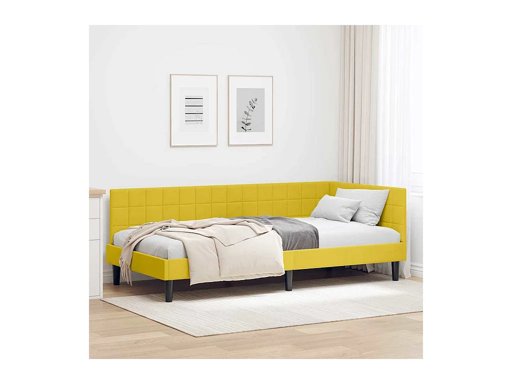 Estructura de cama en esquina Amarillo 100 x 200 cm Terciopelo