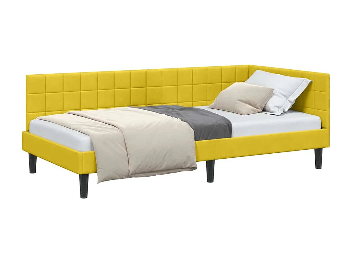 Cadre de lit d'angle Jaune 100 x 200 cm Velours