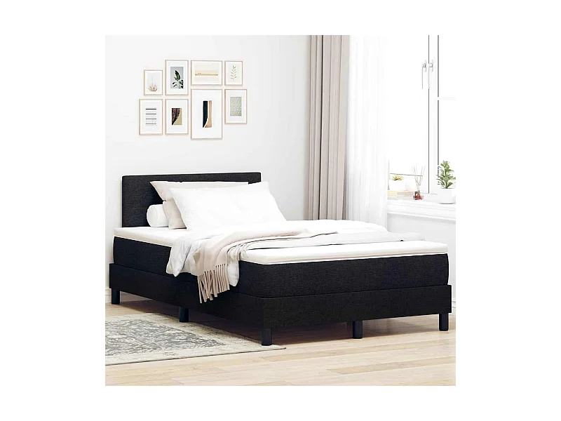Cadre de lit avec matelas Noir 120 x 190 cm tissu