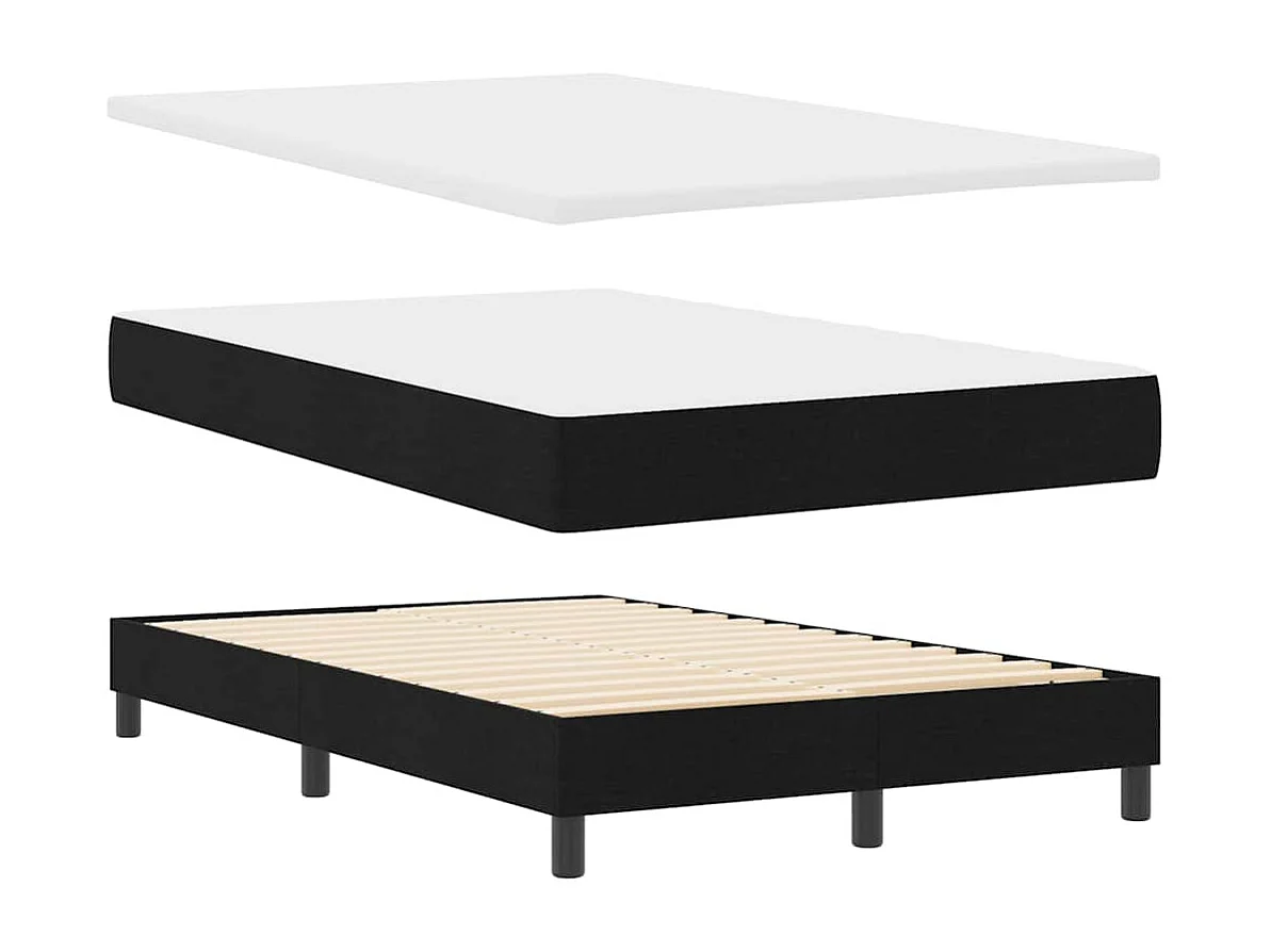 Cadre de lit avec matelas Noir 120 x 190 cm tissu