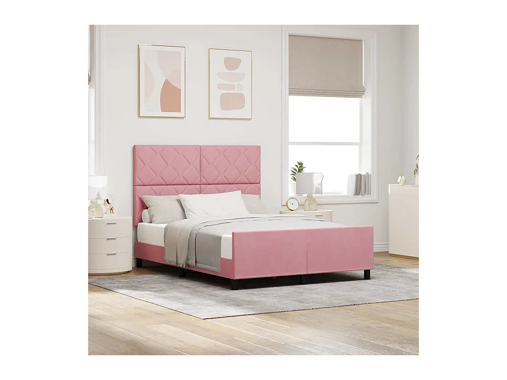 Cadre de lit avec tête de lit Rose 160 x 200 cm Velours
