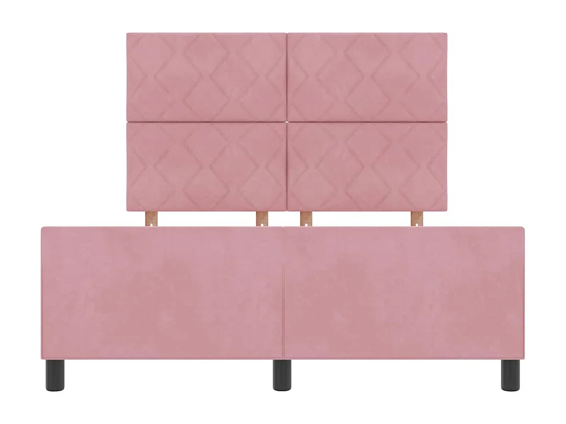 Cadre de lit avec tête de lit Rose 160 x 200 cm Velours