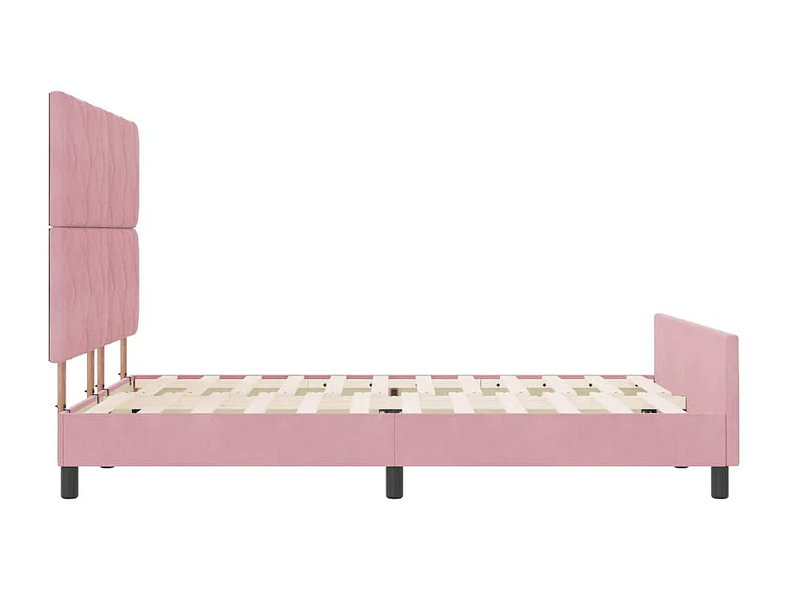 Cadre de lit avec tête de lit Rose 160 x 200 cm Velours