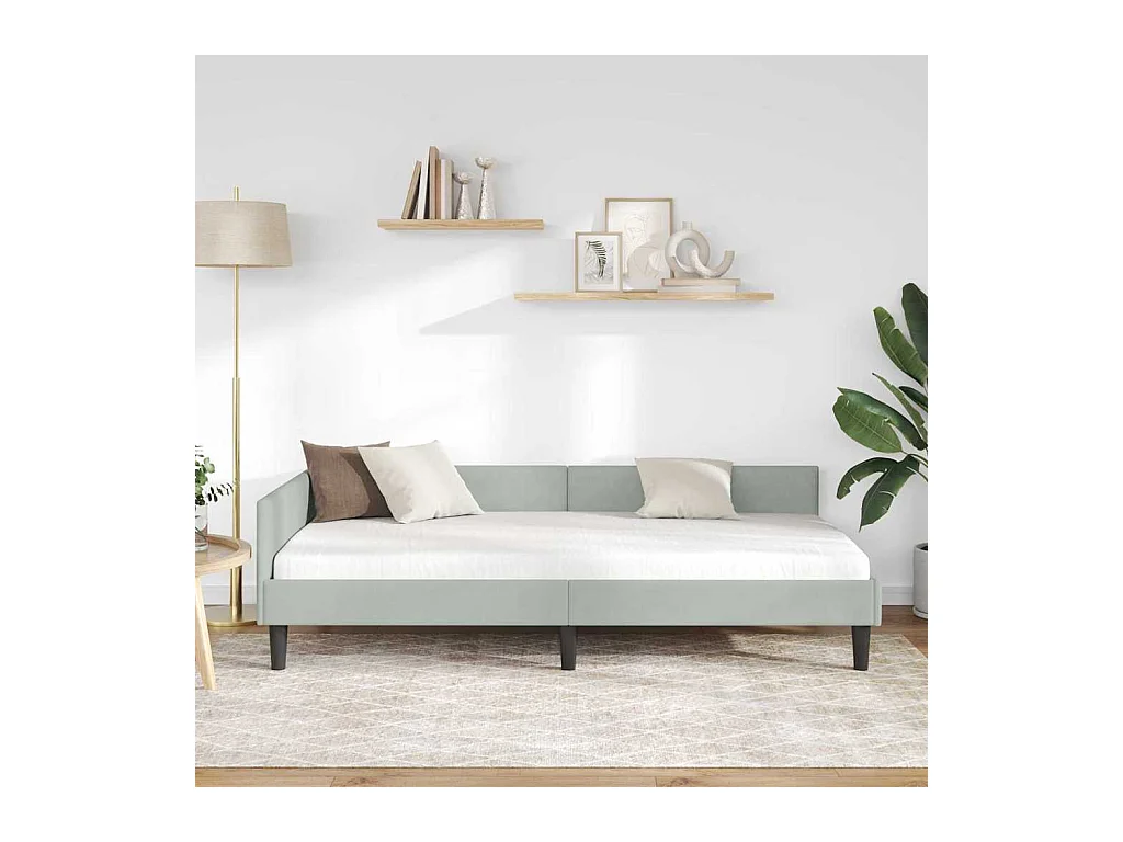 Cadre de lit d'angle avec tête de lit Gris clair 80 x 200 cm