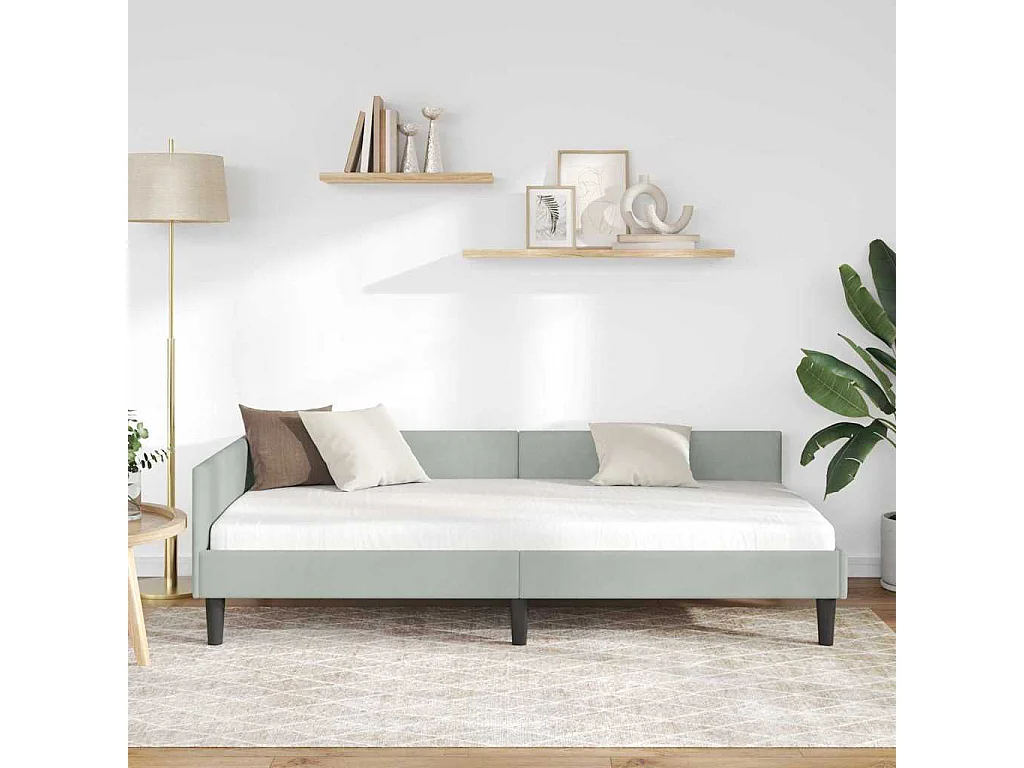 Hoekbedframe met hoofdeinde Lichtgrijs 80 x 200 cm