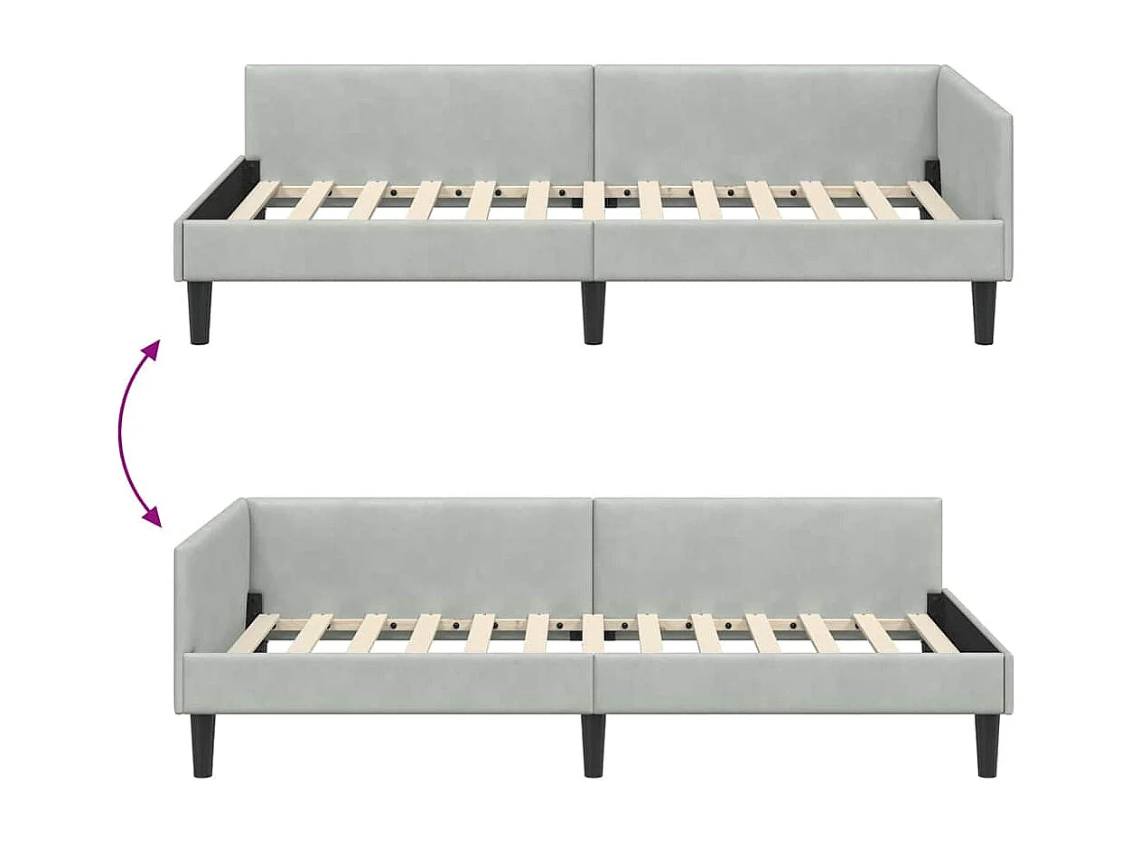Hoekbedframe met hoofdeinde Lichtgrijs 80 x 200 cm