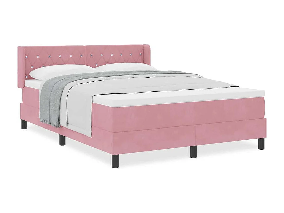 Cadre de lit avec matelas noir 100x200 cm en velours Rose