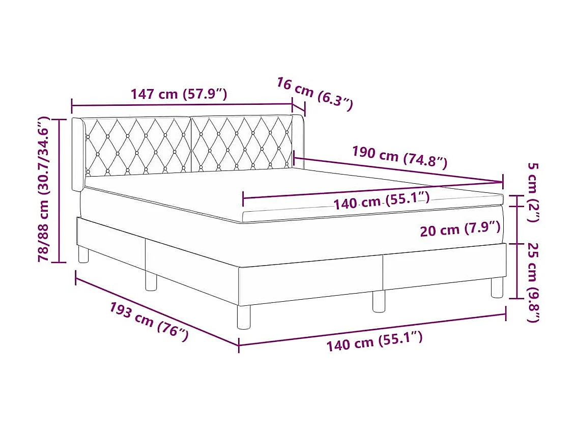 Cadre de lit avec matelas noir 100x200 cm en velours Rose