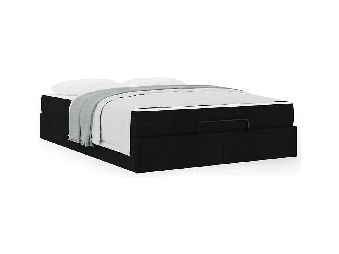 Cadre de lit avec matelas Noir 140 x 190 cm tissu