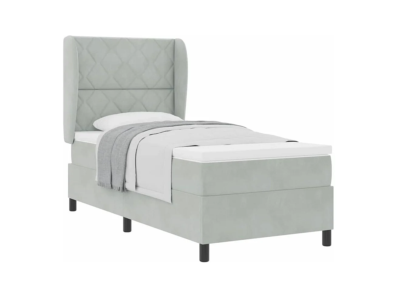 Cadre de lit avec matelas Gris clair 100 x 200 cm Velours