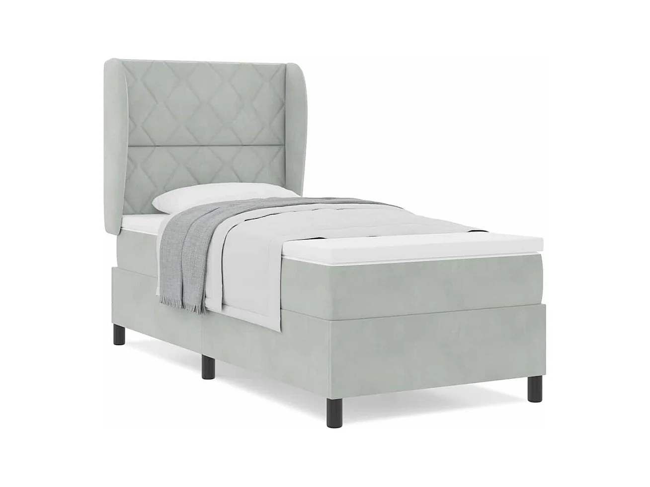 Cadre de lit avec matelas Gris clair 100 x 200 cm Velours