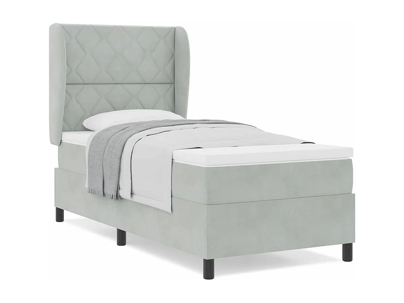 Boxspring bed met matras Lichtgrijs 100 x 200 cm Fluweel