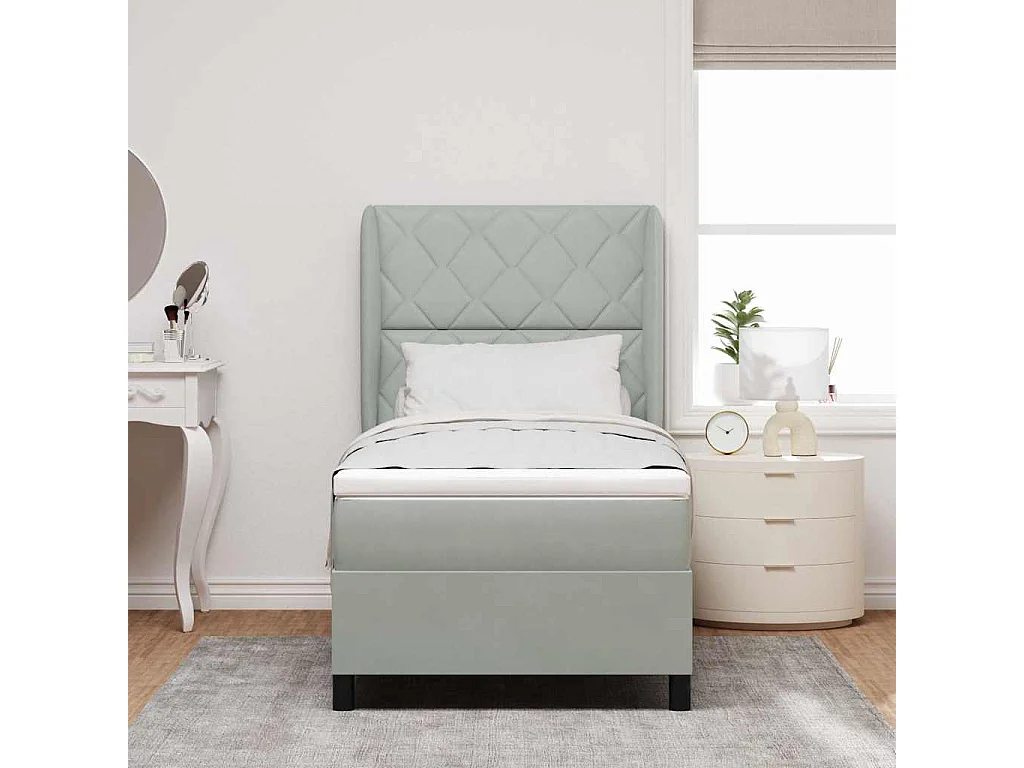 Boxspring bed met matras Lichtgrijs 100 x 200 cm Fluweel