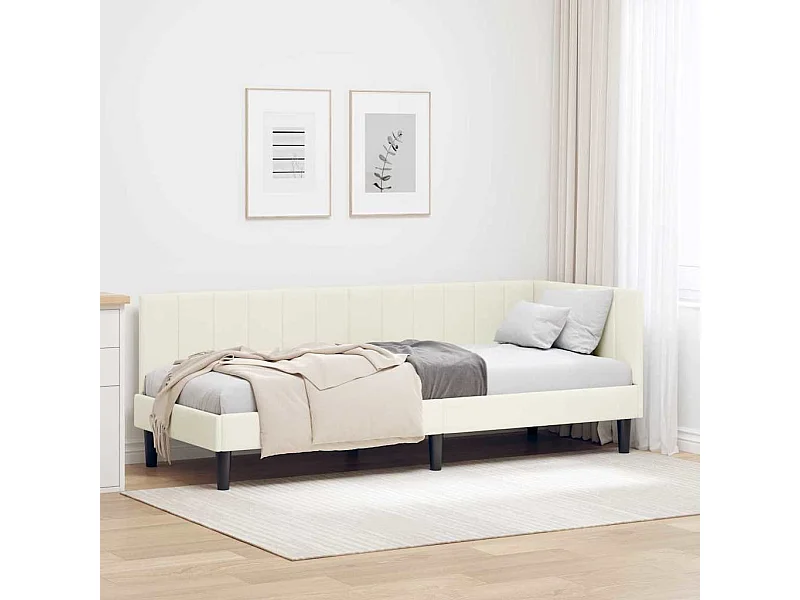 met hoofdeinde Crème 80 x 200 cm Fluweel