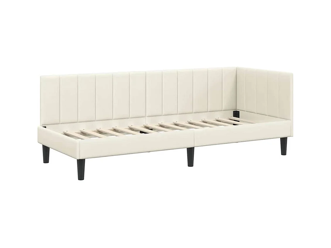 Estructura de cama en esquina Crema 80 x 200 cm Terciopelo