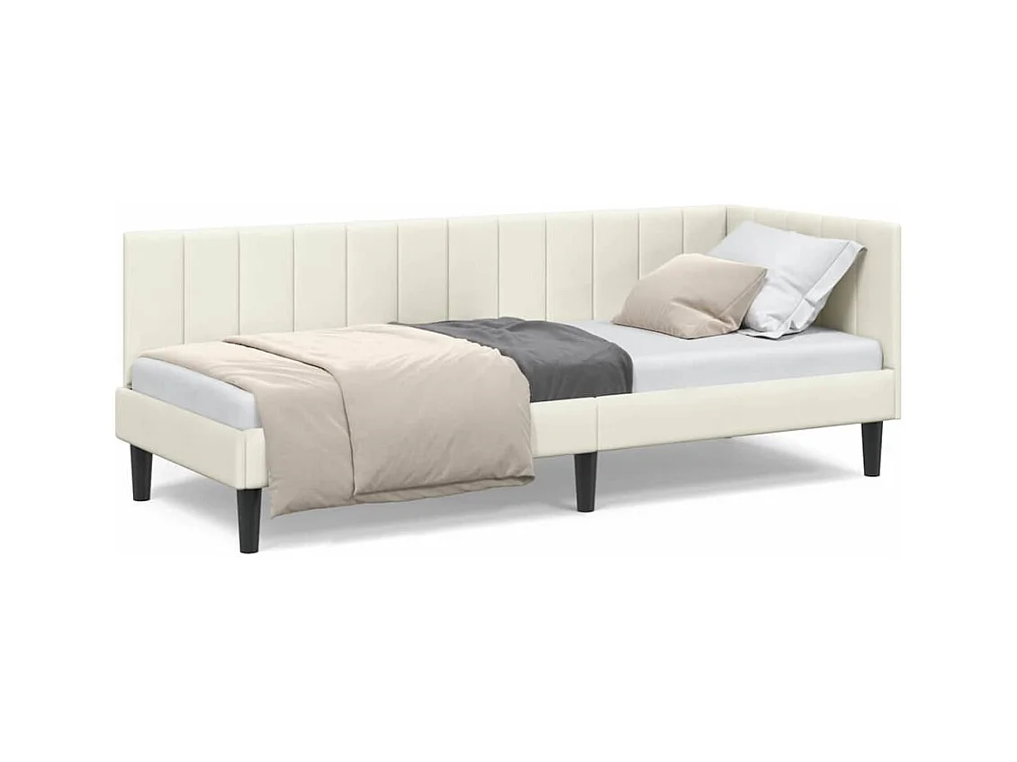 Estructura de cama en esquina Crema 80 x 200 cm Terciopelo