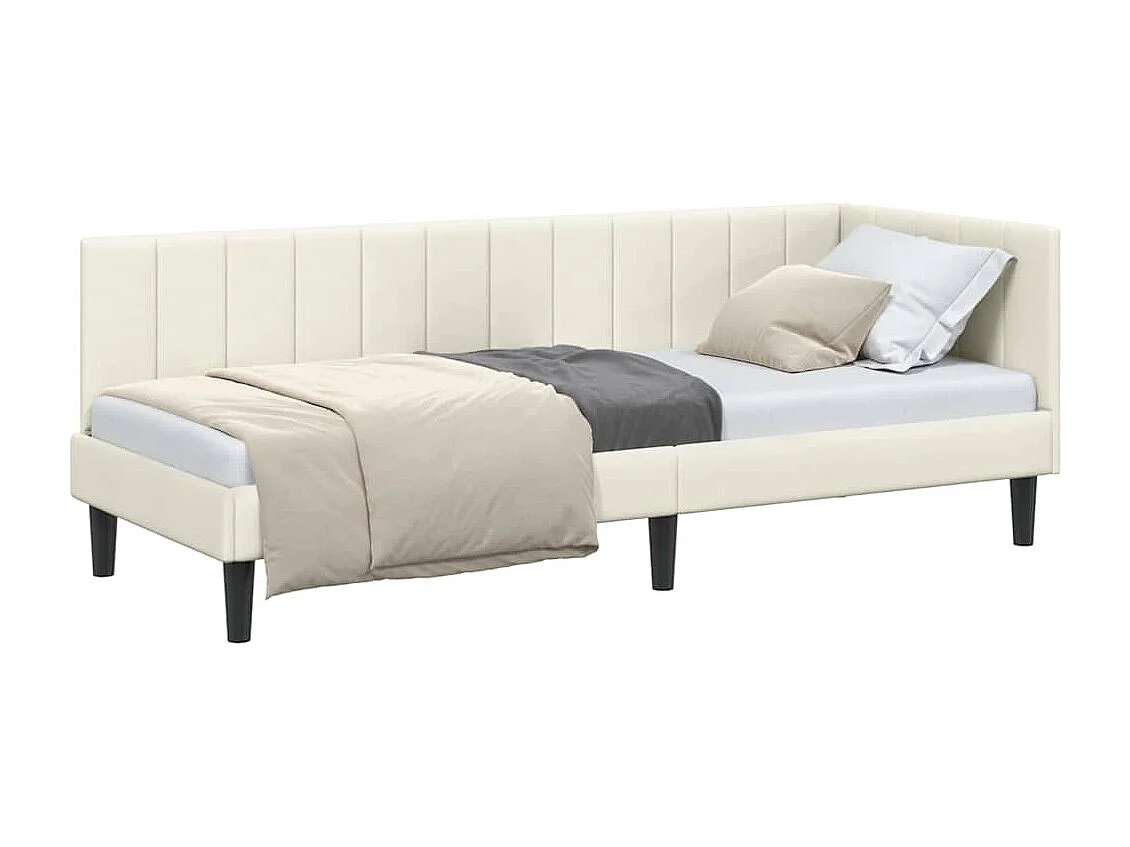 Cadre de lit d'angle avec tête de lit Crème 80 x 200 cm Velours