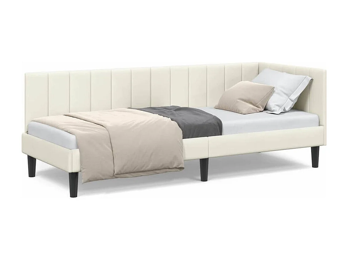 Cadre de lit d'angle avec tête de lit Crème 80 x 200 cm Velours