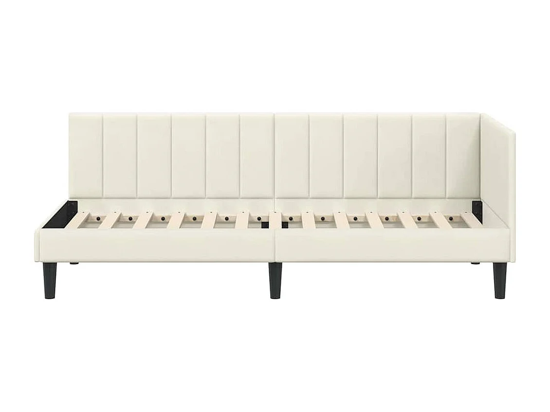 Cadre de lit d'angle avec tête de lit Crème 80 x 200 cm Velours