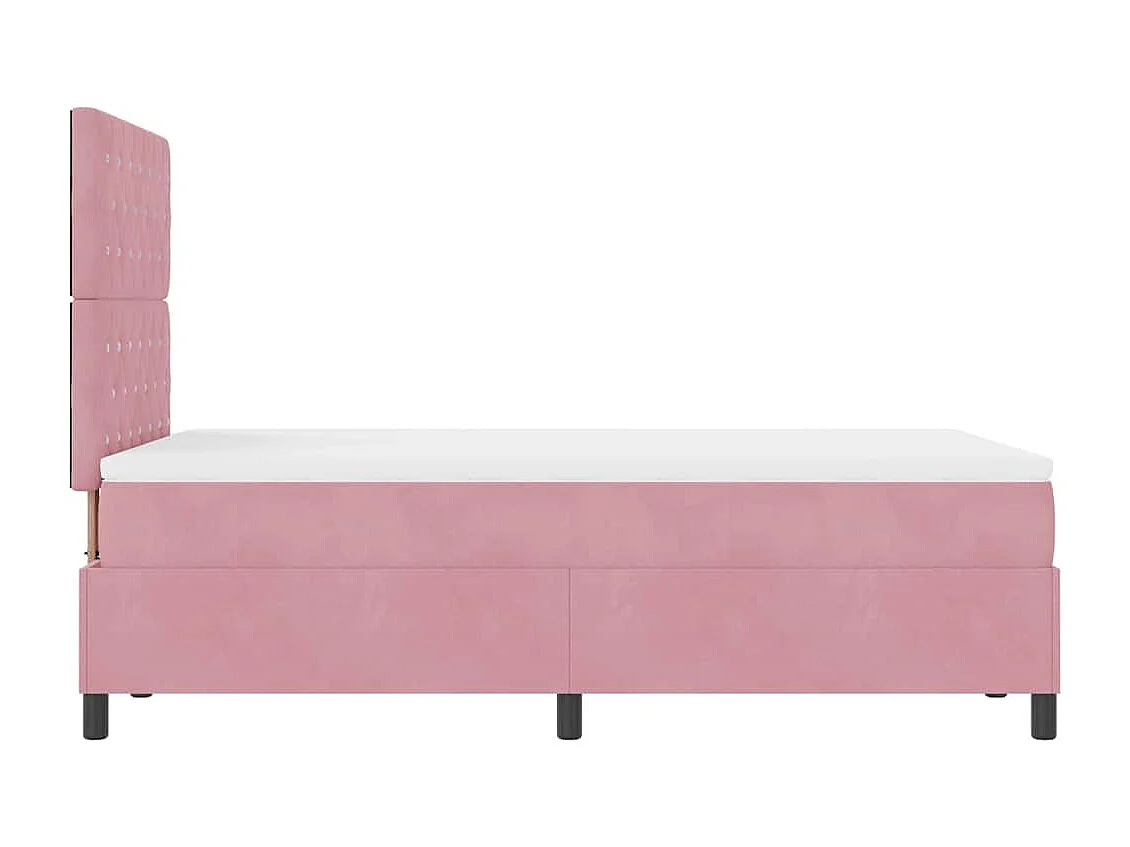 Cama tipo Box Spring con colchón Rosa 120 x 200 cm Terciopelo