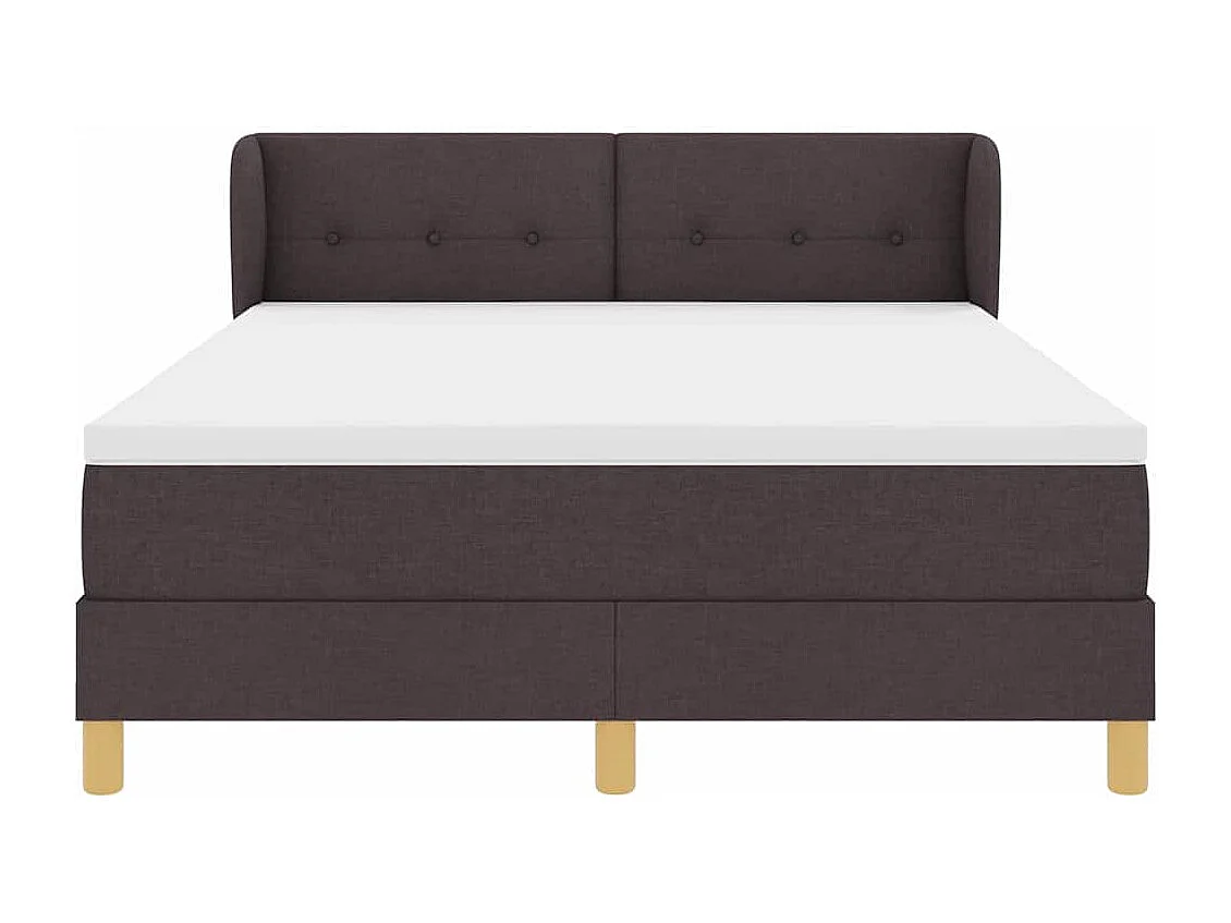 Cama con somier y colchón Crema 90x200 cm Fabric Marrón oscuro