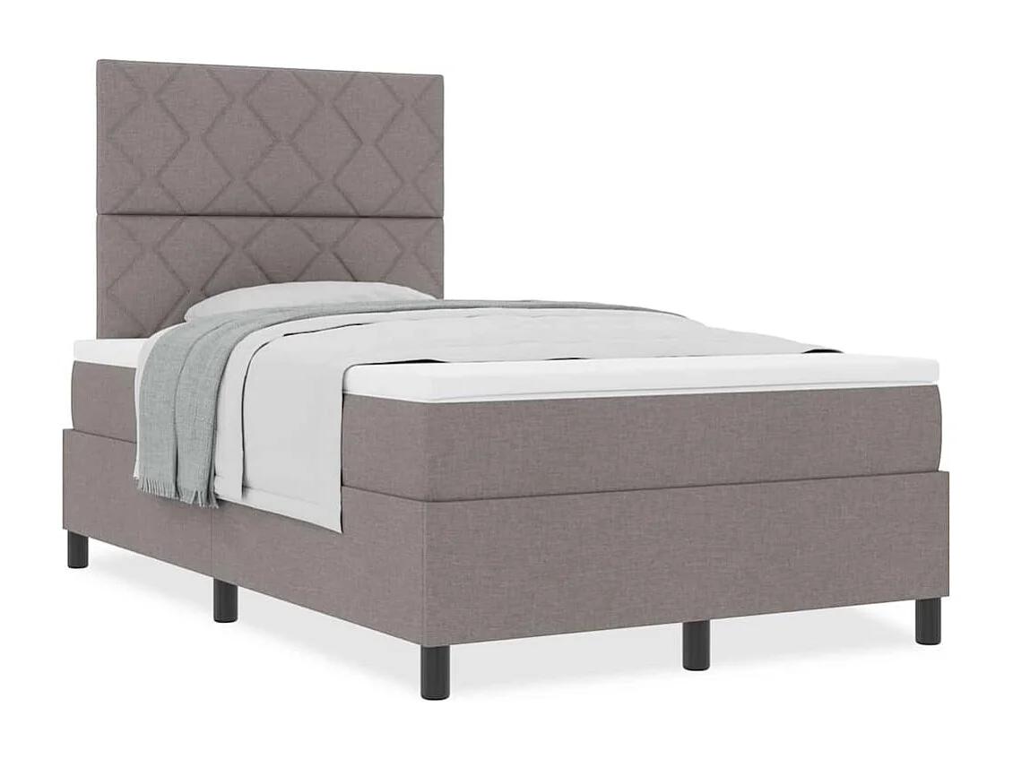 Cadre de lit avec matelas Taupe 120 x 190 cm tissu