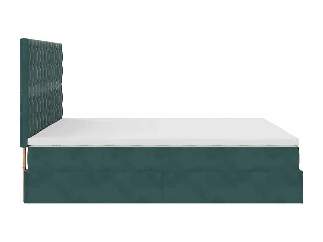 Cadre de lit ottoman avec matelas vert foncé 160x200 cm velours