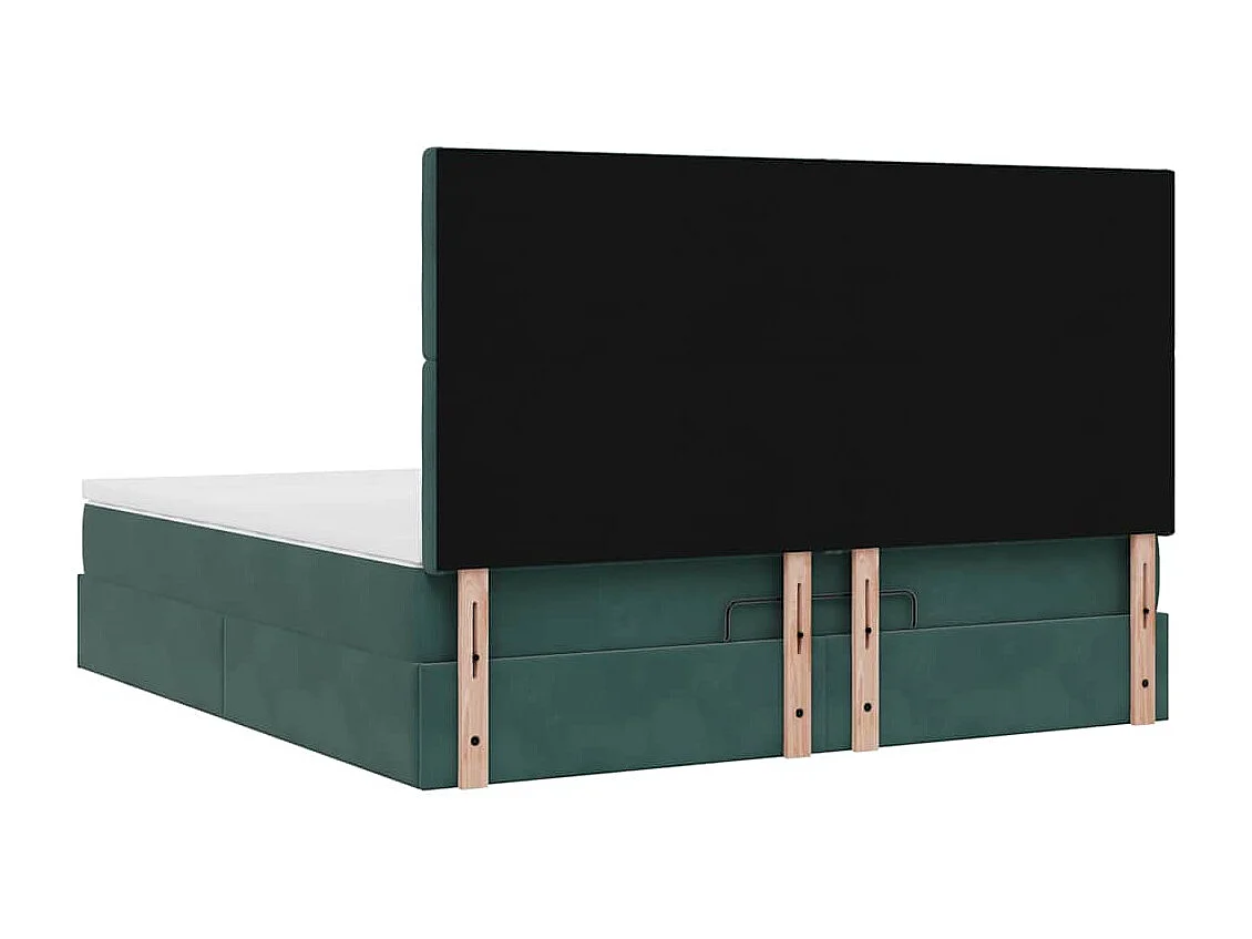 Cadre de lit ottoman avec matelas vert foncé 160x200 cm velours