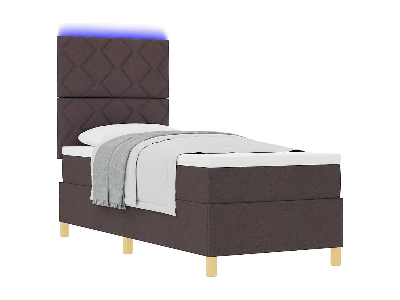 Cama tipo Box Spring con colchón Marrón oscuro 80 x 200 cm tela