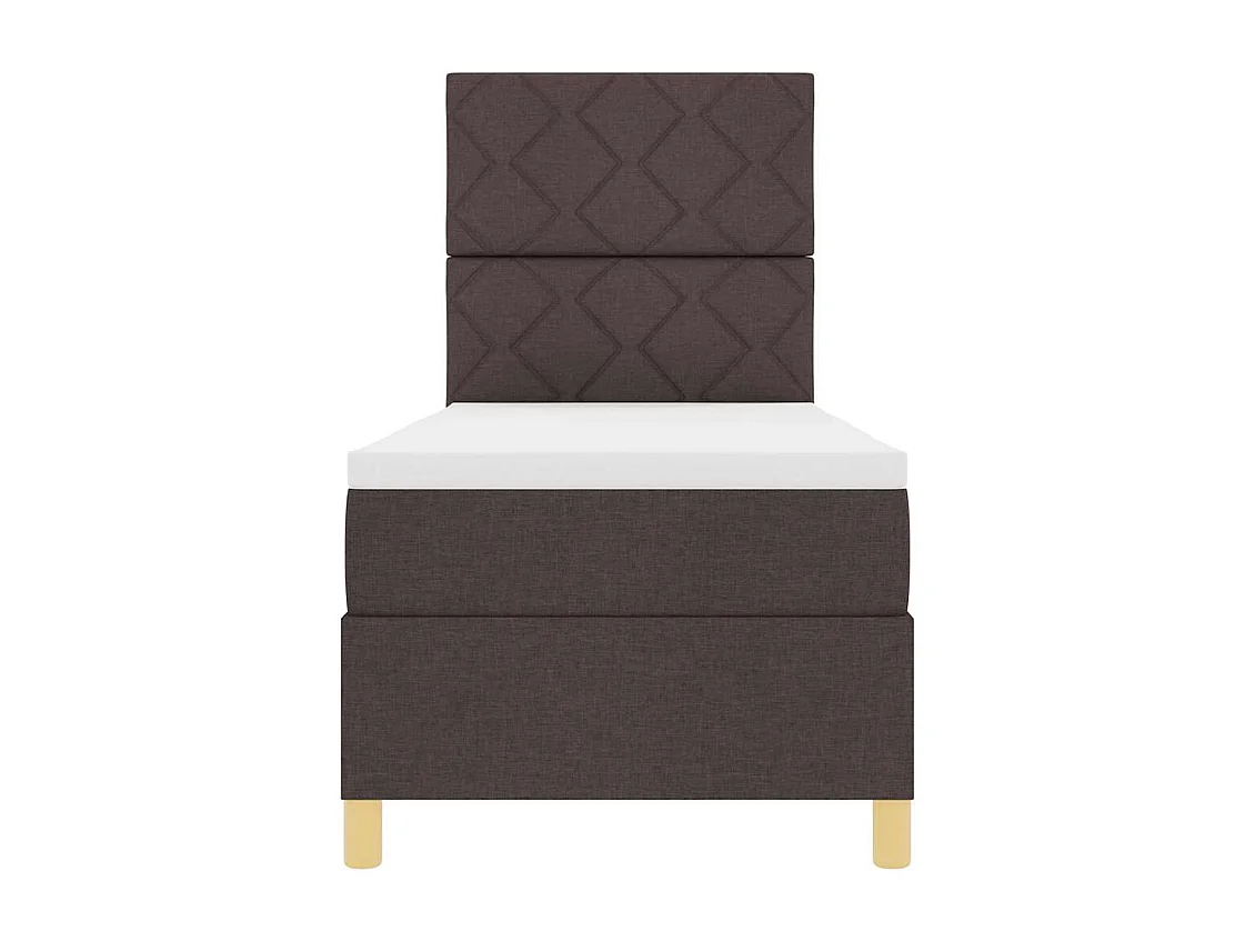 Cama tipo Box Spring con colchón Marrón oscuro 80 x 200 cm tela