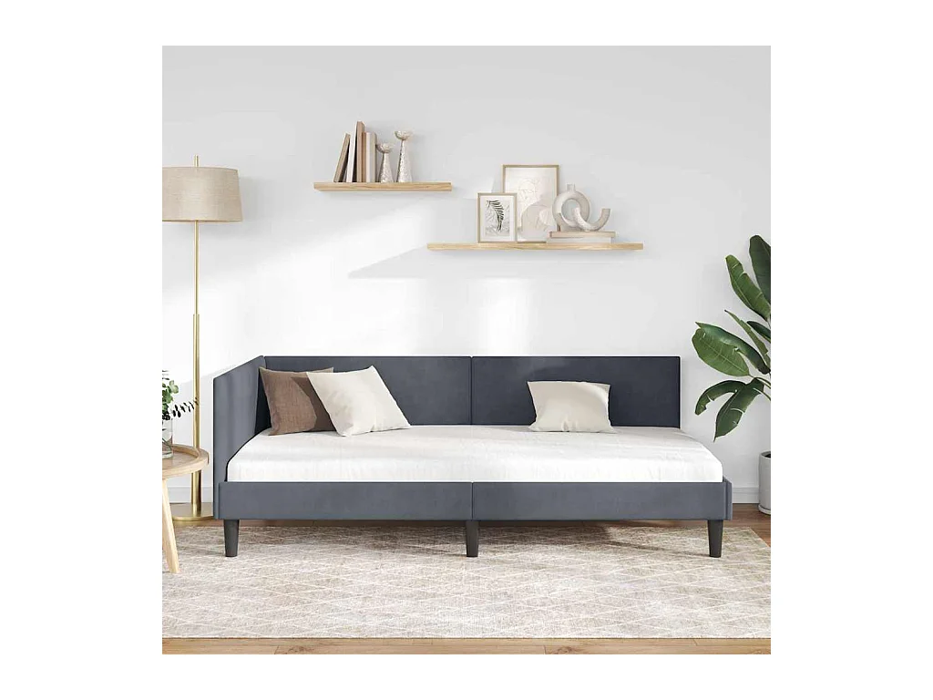 Hoekbedframe Anders met hoofdeinde Donkergrijs 100 x 200 cm