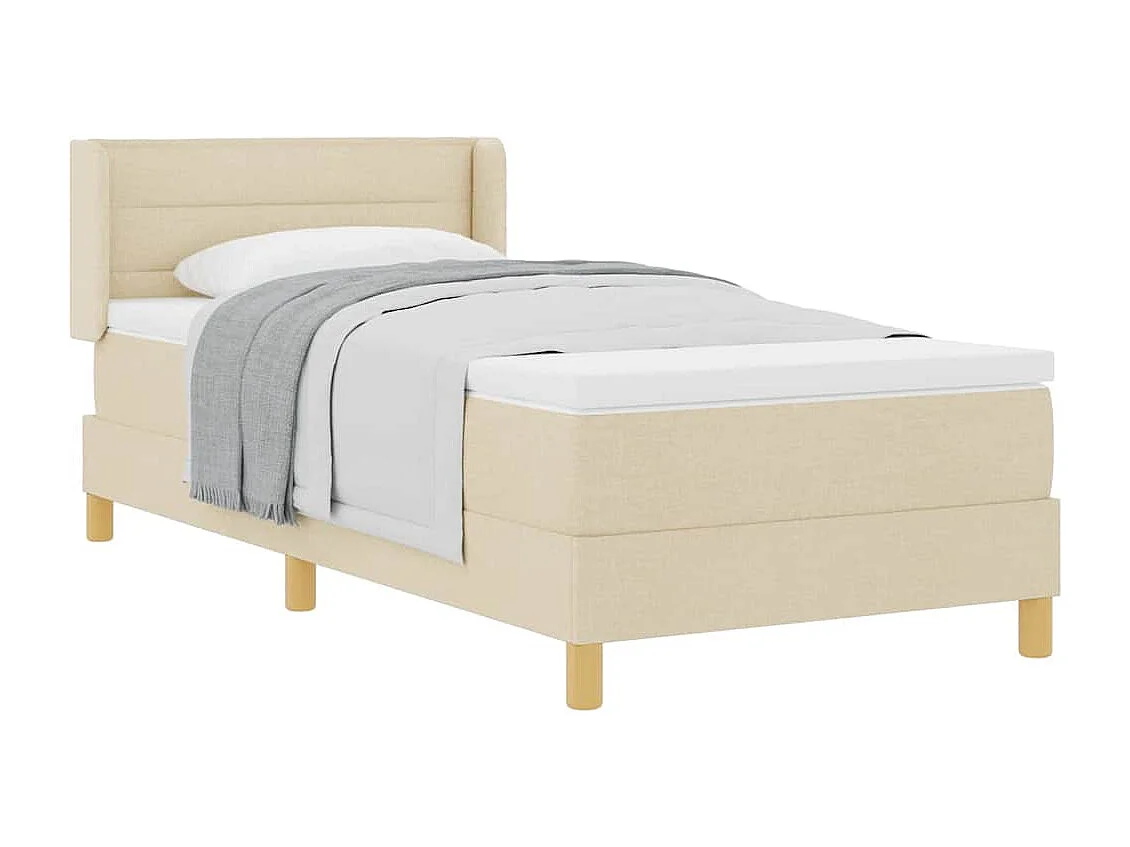 Cama com Estrado com colchão Creme 90 x 190 cm tecido