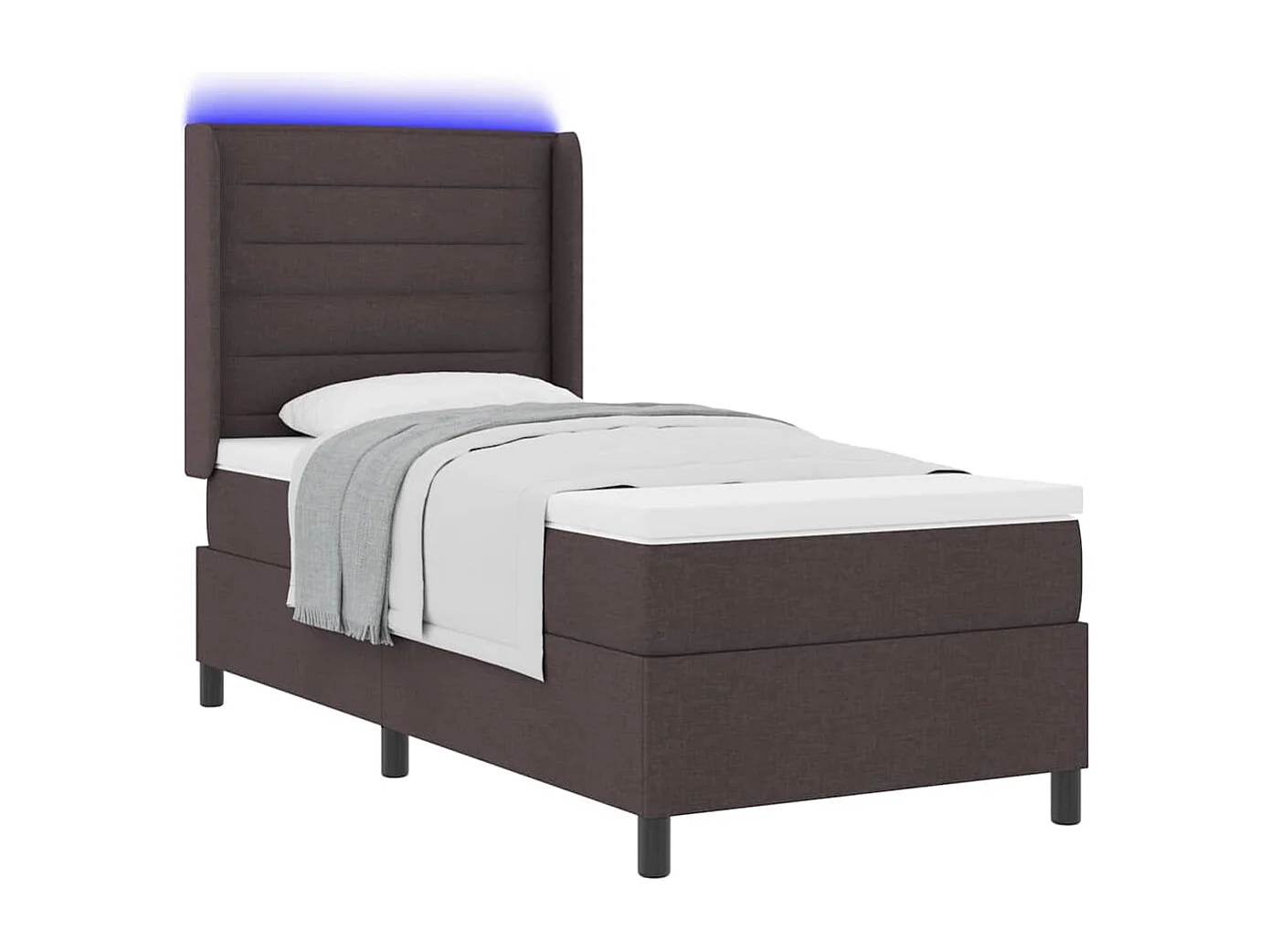 Cama tipo Box Spring con colchón Marrón oscuro 90 x 200 cm tela