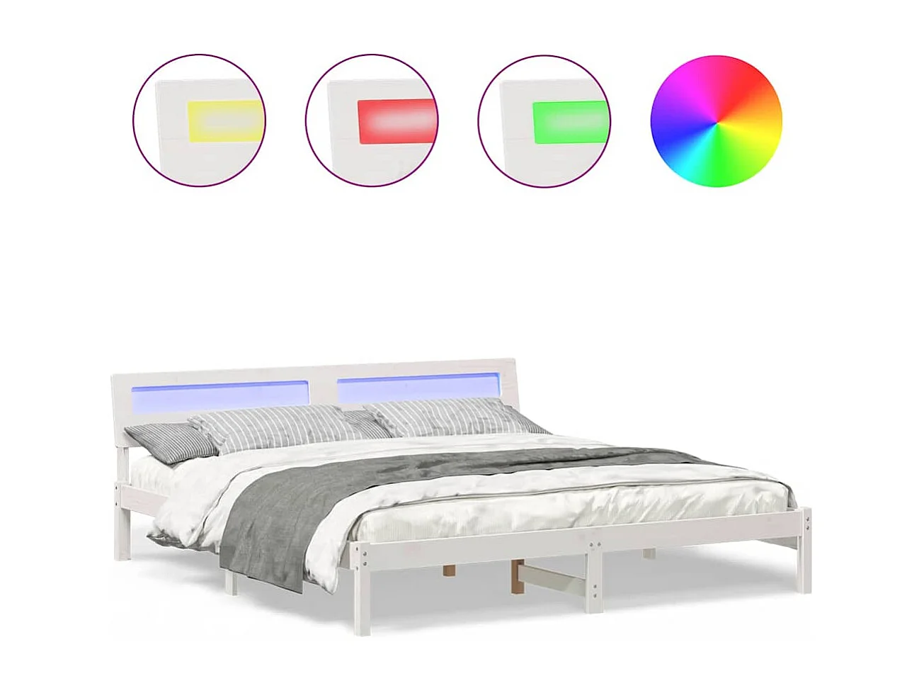 Estrutura da Cama Branco 180 x 200 cm Madeira de pinho maciça