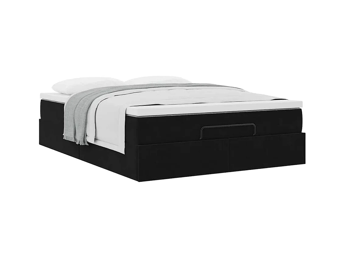 Cadre de lit ottoman avec matelas noir 140x200 cm velours