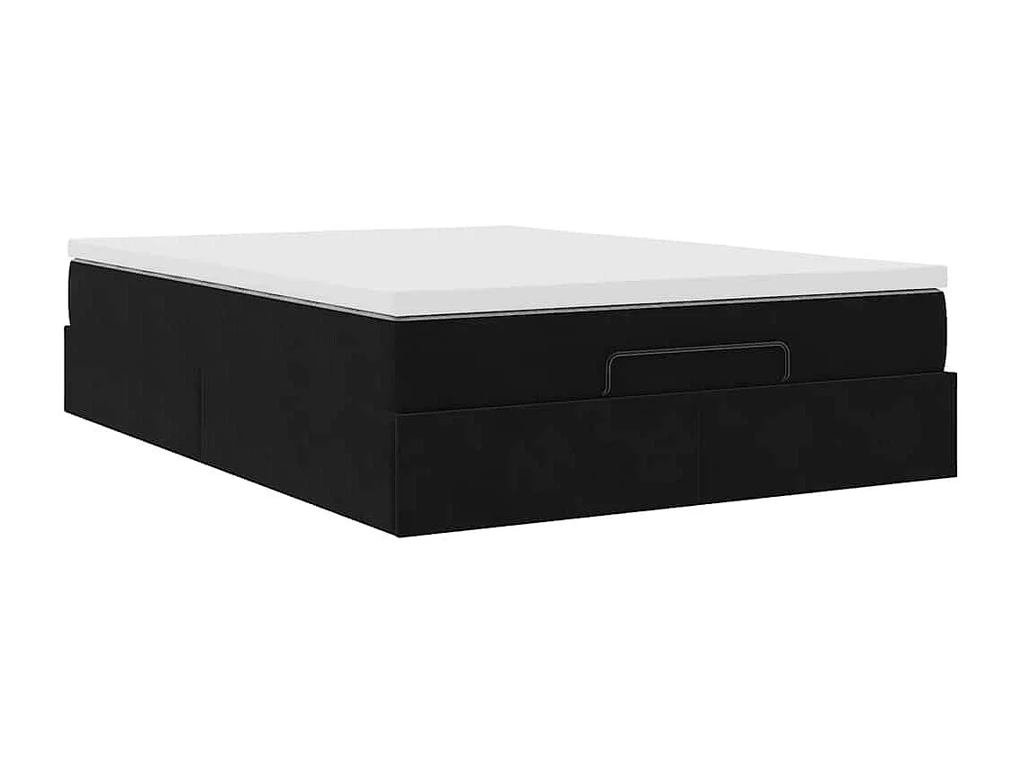 Estrutura de cama otomana com colchão 140x200 cm veludo preto