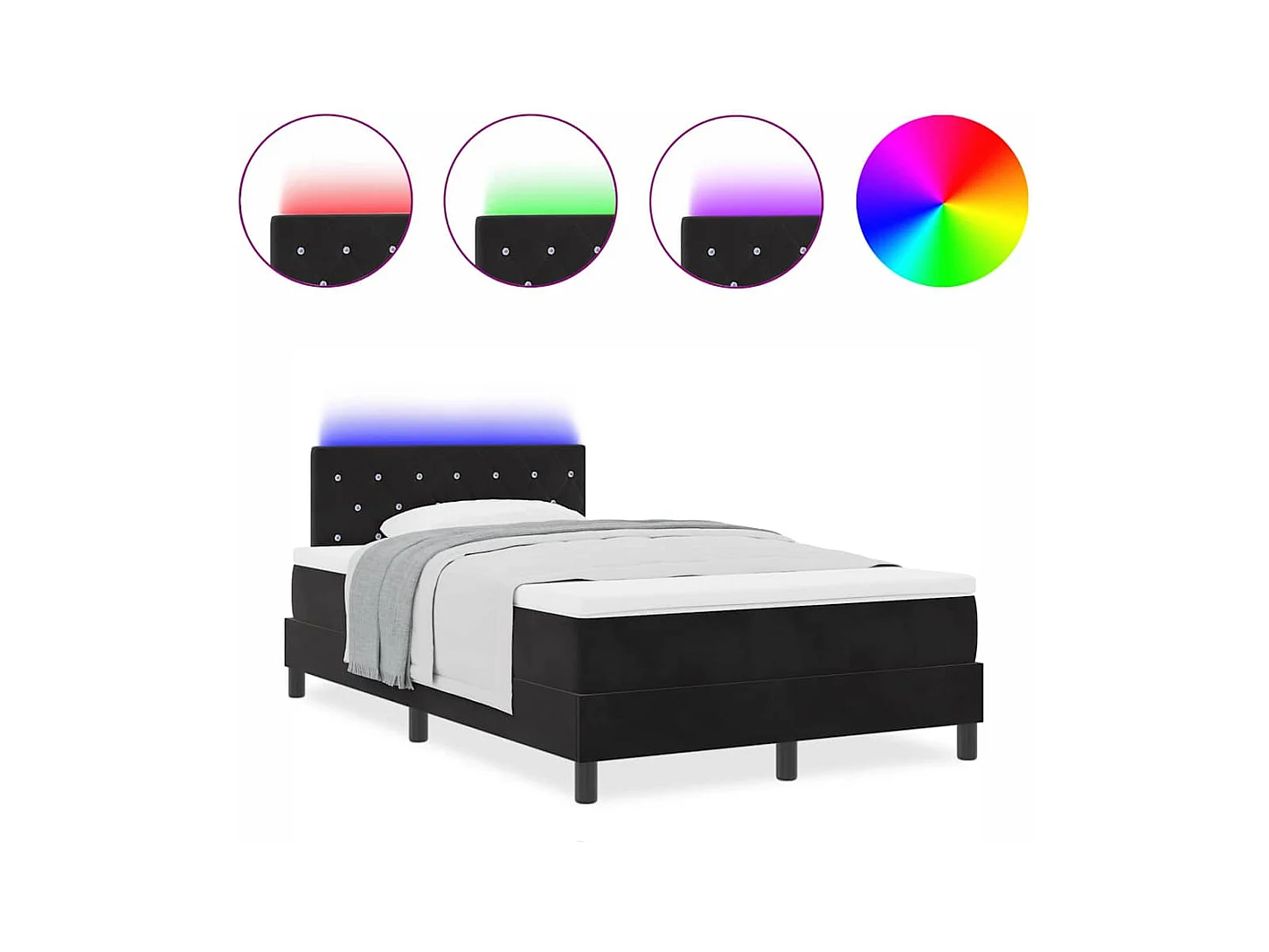 Cadre de lit avec matelas Noir 120 x 190 cm Velours