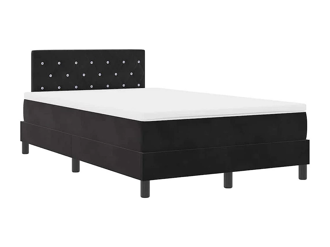 Cama tipo Box Spring con colchón Negro 120 x 190 cm Terciopelo
